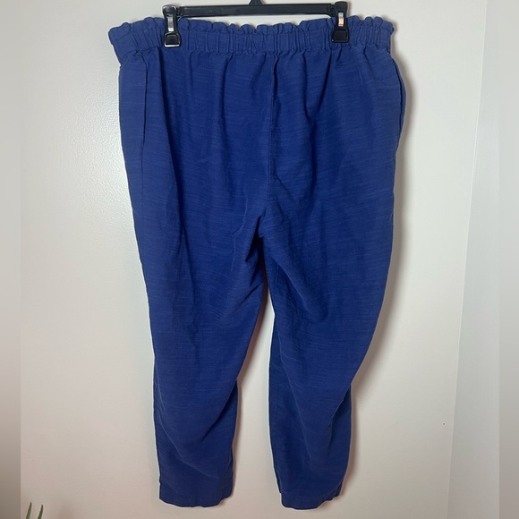 The Nines By Hatch Maternity Blue Textured Ankle Pants Stretch Cotton Size L - Picture 2 of 4
